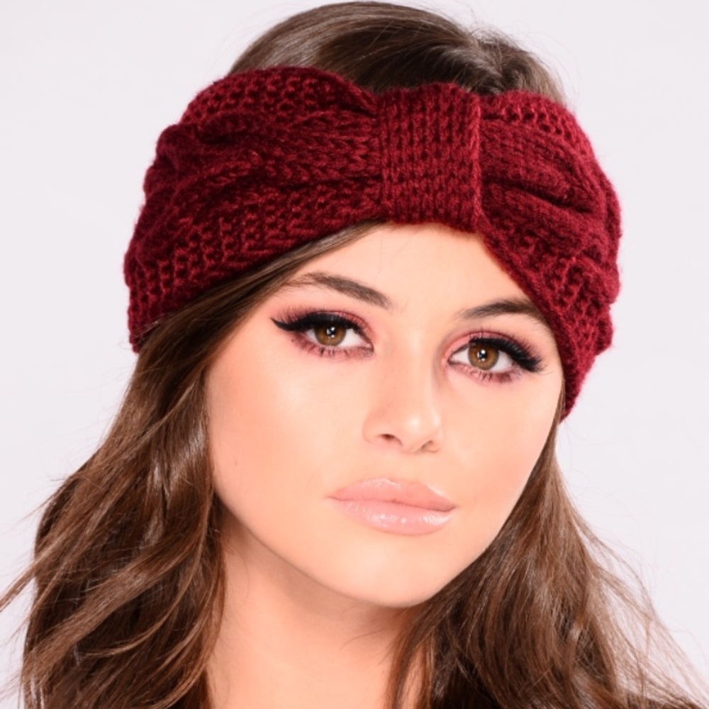Fashion Nova Big Bow Headband- Burgundy